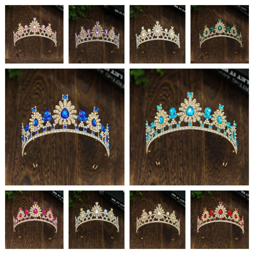 Multicolor Bridal Crown Luxury Queen Princess Tiara Baroque Pageant Crown Hair Dress Accessories
