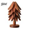 Insulated Coaster for Hot Pots Collapsible Wooden Trivets Dishes Christmas Tree Shaped Pot Mat Table Wood Heat Proof Teapot Resistant Holder