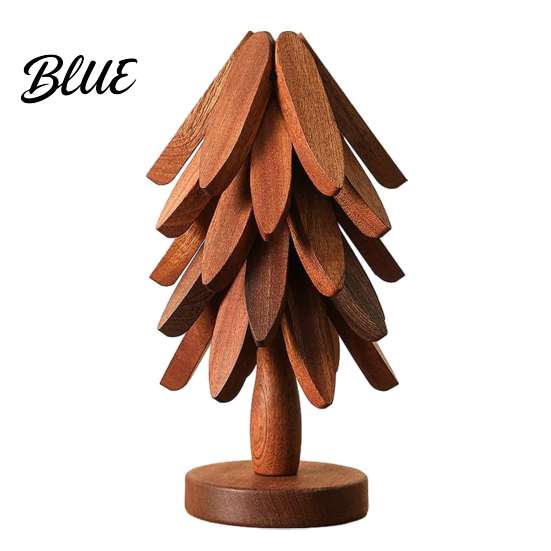 Insulated Coaster for Hot Pots Collapsible Wooden Trivets Dishes Christmas Tree Shaped Pot Mat Table Wood Heat Proof Teapot Resistant Holder