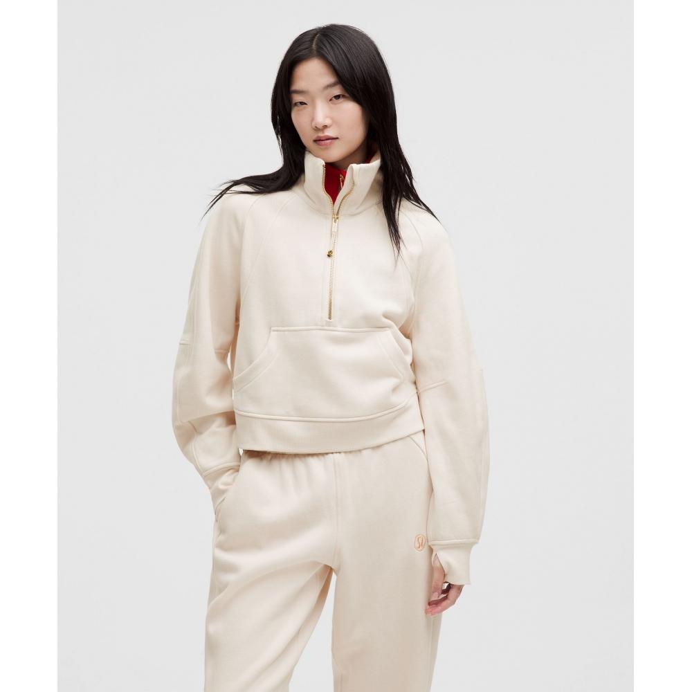 

Lululemon Лунный Новый год подводное плавание большой размер воронкообразный воротник полумолния светлый слоновая кость XL/XXL