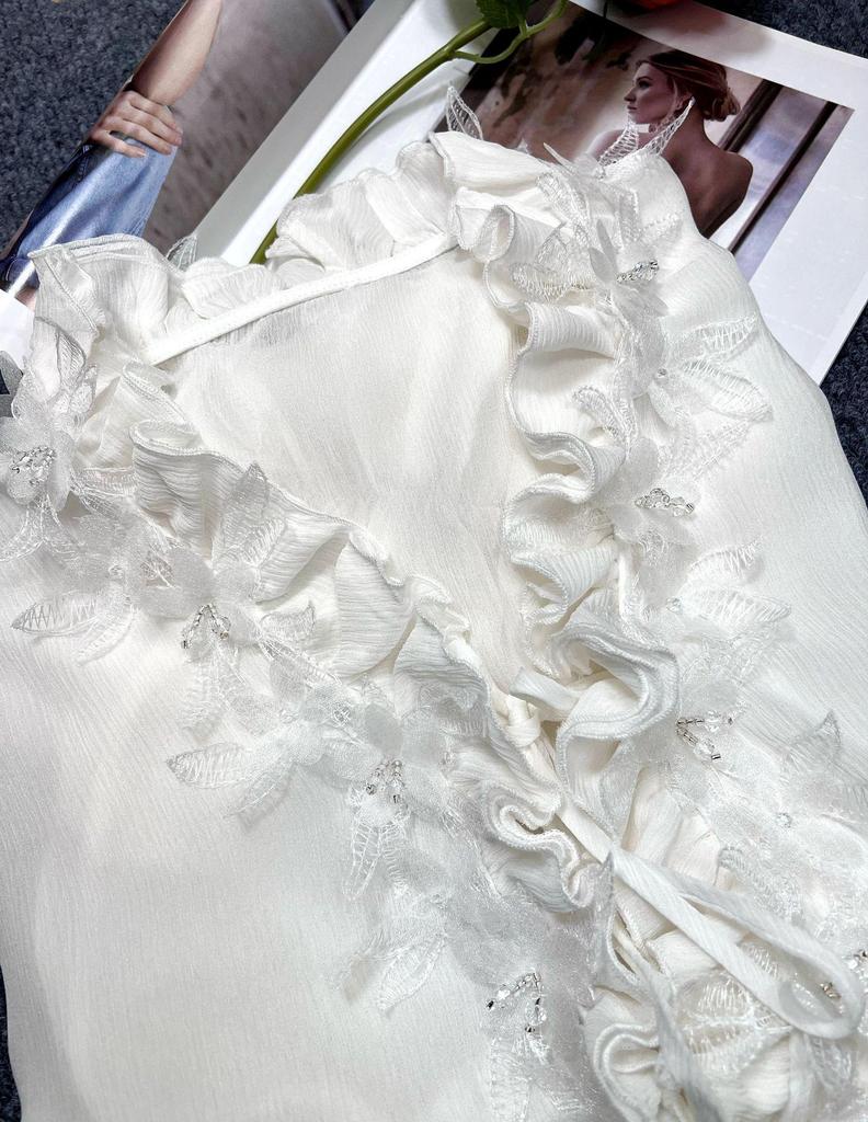 Mulberry Silk French Retro V-Neck Lace Lantern Sleeve Shirt