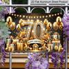 2D Flach, 1 Stück "Happy 70th Birthday" Luxus Schwarz & Gold Schild - 70. Geburtstag Dekoschild mit Glitzerzahl & Goldenen Ballons, Schwarz & Gold