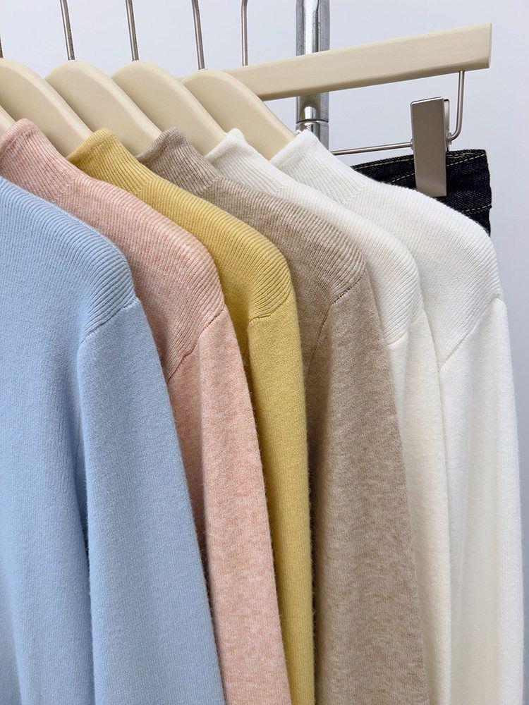 2026 Winter Slim Fit Half-High Neck Knit Sweater - Solid Color Base Layer