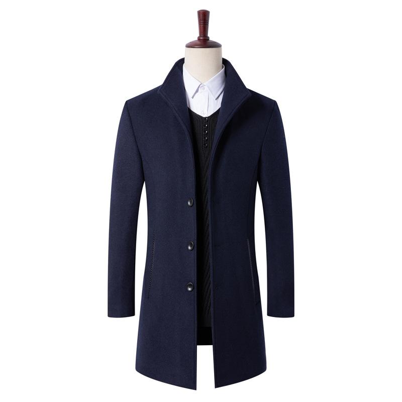 Korean Version of Fashion Men's Woolen Coat Casual Wool Men's Trench Coat Non-ironing Woolen Coat Jacket
