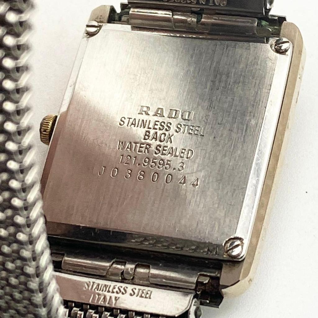 Used Working item Rado Diastar Watch Men's Gold Dial Square New Battery RADO DIASTAR Silver QZ