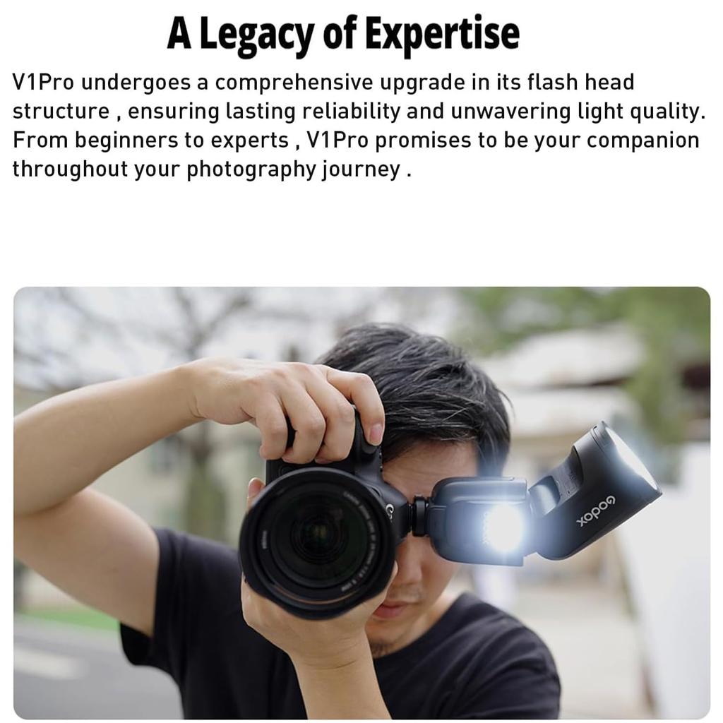 Autorisiertes Godox Kamera-Blitzgerät für 76 Ws TTL 500 Sekunden volle Leistung Recycling 10-stufiges LED-Einstelllicht Pro [Godox Agent] V1Pro-S Sony, 2,4 G