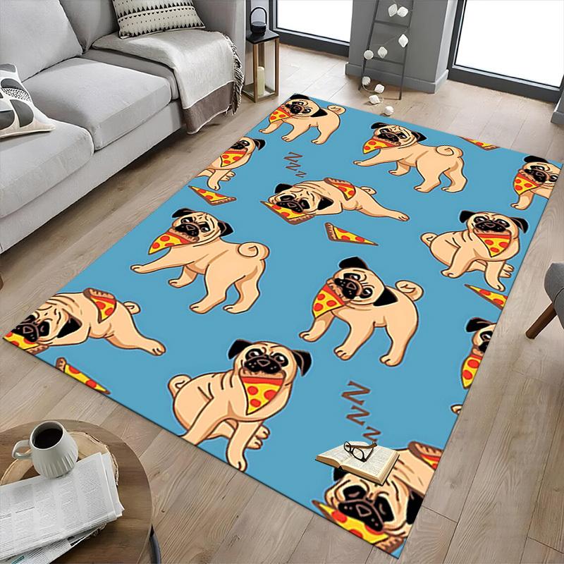 1PC Pug Pizza Extra Large Non-Slip Floor carpet, Office, family, bedroom, Studio Large Area Rug,Longlasting Material-J0335