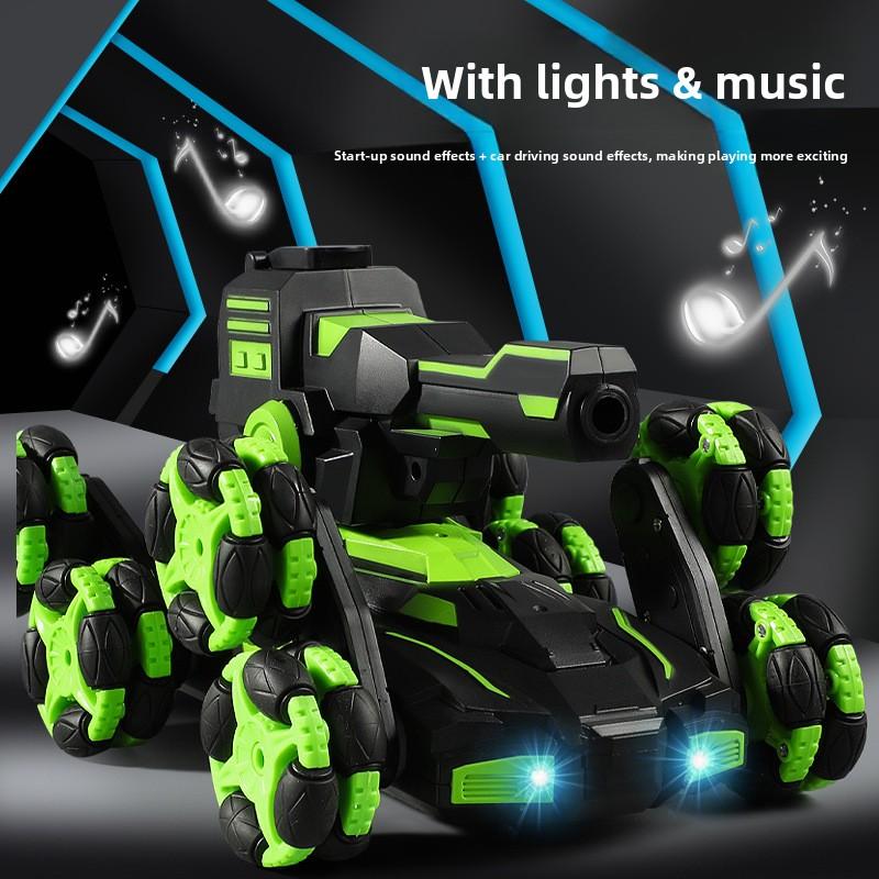 

Шестиколесный танк-каскадер с беспроводным управлением и качающимися рычагами, для соревнований, танк с водяными бомбами, детская игрушка на день рождения зелёный