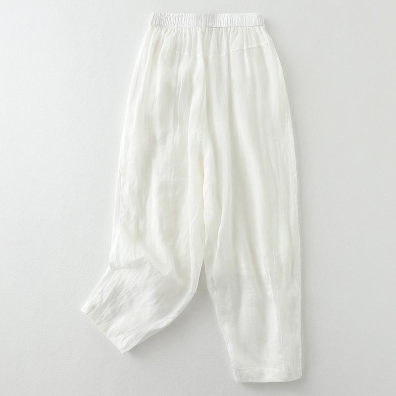 

2024 Ретро Слимминг Женские Брюки-Гаремы – Повседневная Посадка Девять Девятых L белый