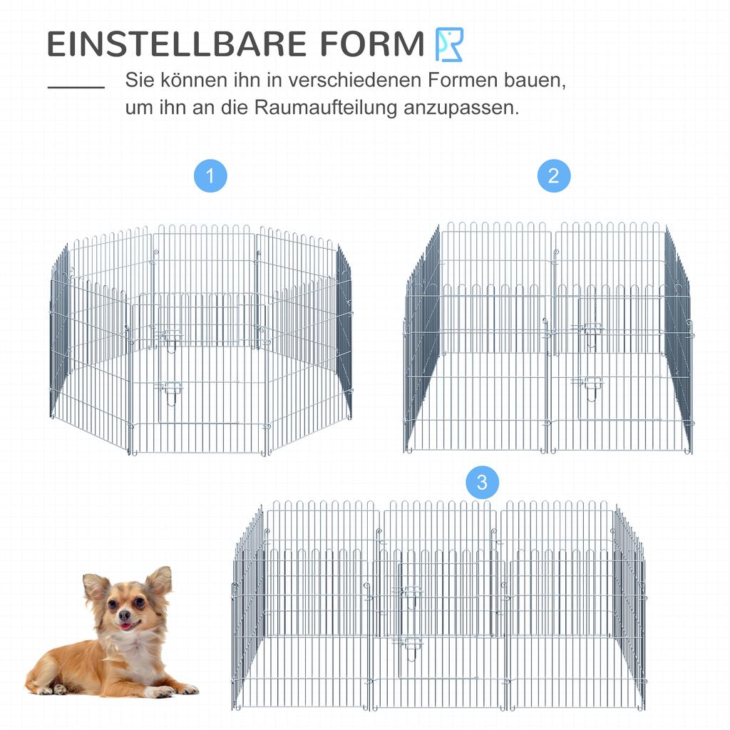 Recinto per Cani di Razza Libera Box Gioco per Cuccioli Recinzione per Cuccioli Box Gioco Cancello per Cuccioli per Animali 8 Pezzi L63 x A76 cm