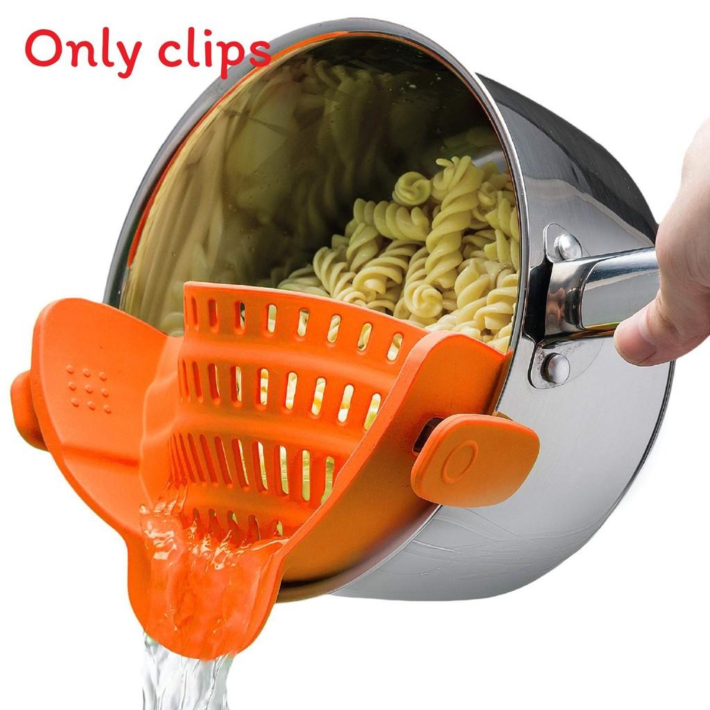 On Strainer Clip Pan Silicone Pot Drainer Fruit Colander Food Kitchen Filter