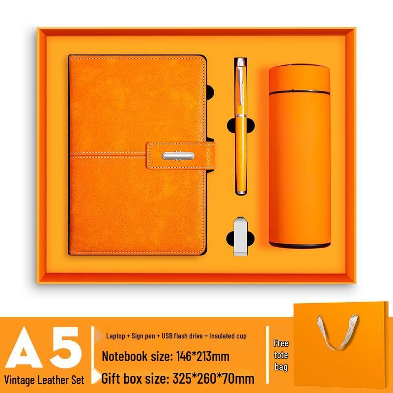 A5 Benutzerdefiniertes Geschäftsnotizbuch & Thermoskanne Geschenkset mit Logodruck für Firmenmeetings