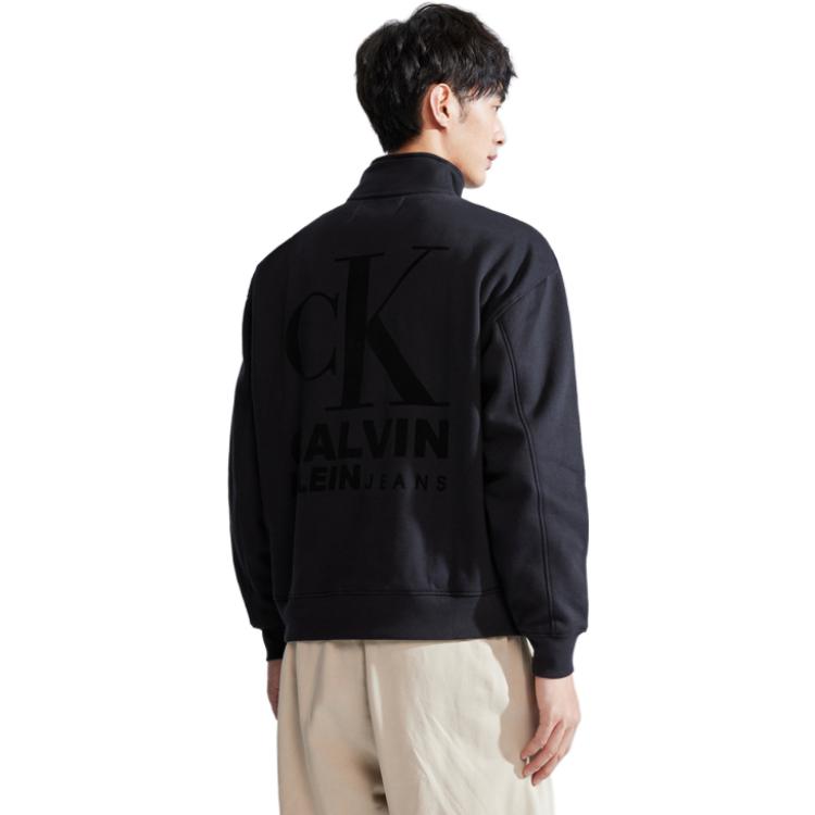 Calvin Klein Felpa Floccata Pullover Mezza Zip Uomo Felpe Nero Spazio J324100