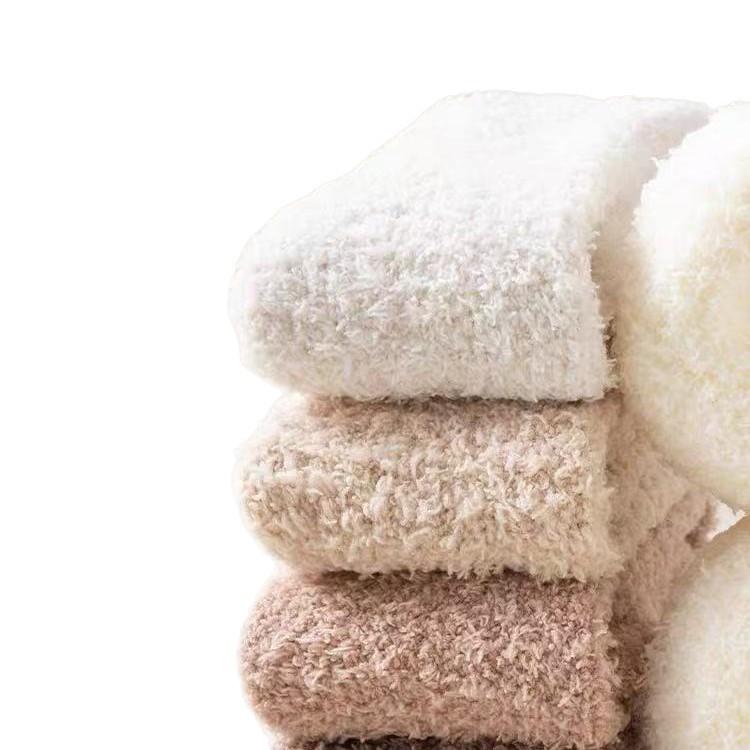 Winter Warm Coral Fleece Over-knee High Socks for Women Plush Home Sleep Floor Long Socking Jk Solid Soft Thigh High Fun Sock