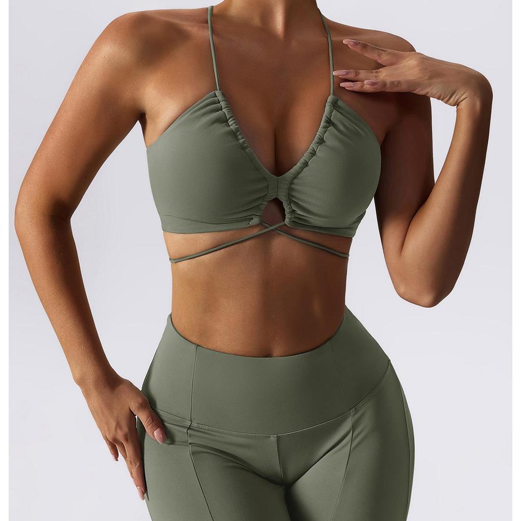 Cross-Border Sexy Deep V Yoga Top & High Waist Flare Pants Set for Women