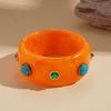 Turquoise Turquoise Acrylic Bracelet Wide Retro Hand Ring Acrylic Rhinestone Bangle  Decoration