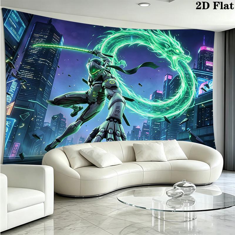 Overwatch Heroes Wall Tapestry Aesthetic Wall Hanging Printed Fabric Blanket Decorative Tapestries for Bedroom Living Room Home Decor