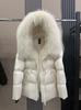 Deep winter thickened warm goose down jacket medium and long women's oversized natural real raccoon fur collar high-end jacket