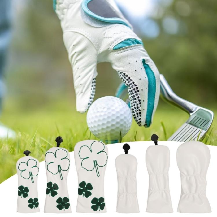 3Pcs PU Leather Golfs Club Head Cover Leaf Pattern Putter Cover Fairway Wood Headcover Hybrids Cover Golfs Accessory