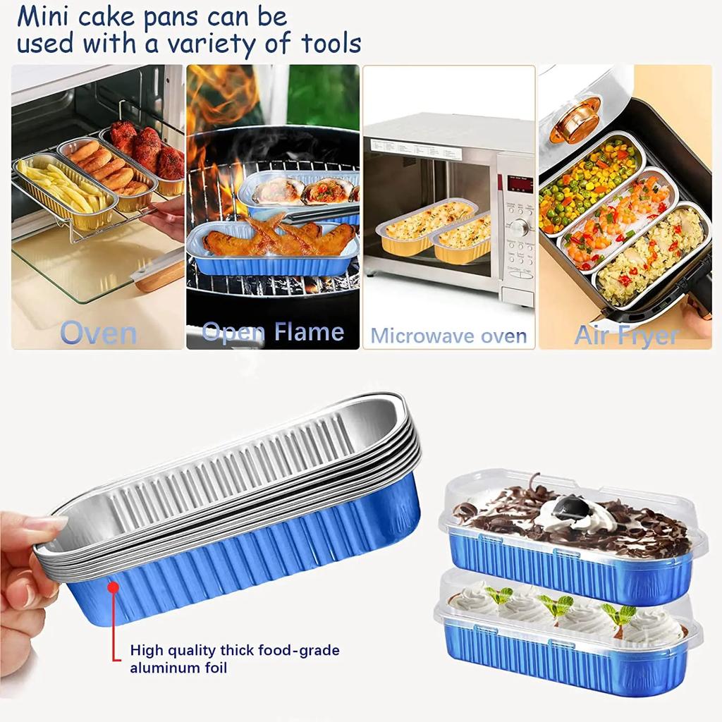 50 Pcs  Tin Foil Box Oven Air Fryer Tin Carton Food Barbecue and Baking Aluminum Foil Plate Household Cake Mold