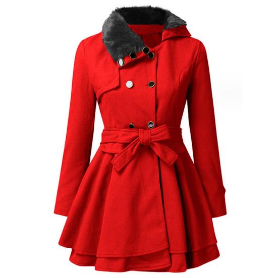 Women Trench Coat Double Breasted Belt Autumn Winter Korean Style Slim Lapel Overcoat for Office