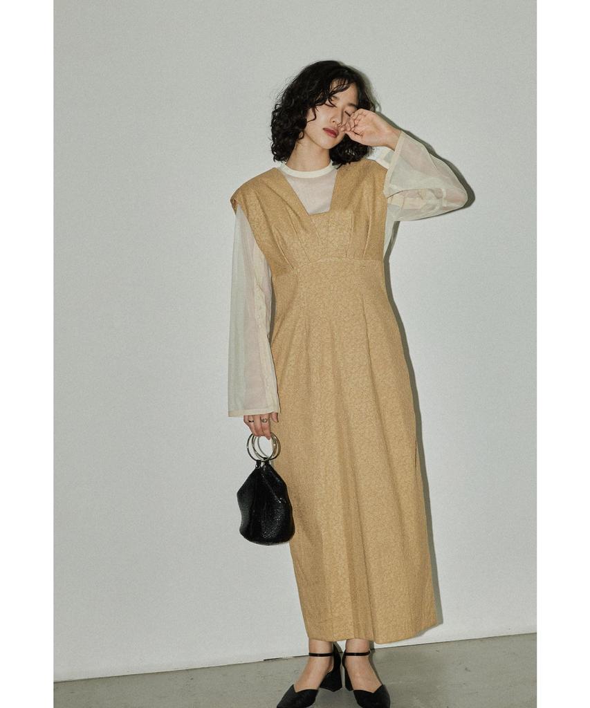 Jacquard Party Wedding Size S [niana] V-line Dress, Dress, Dress, I-line, Yellow,