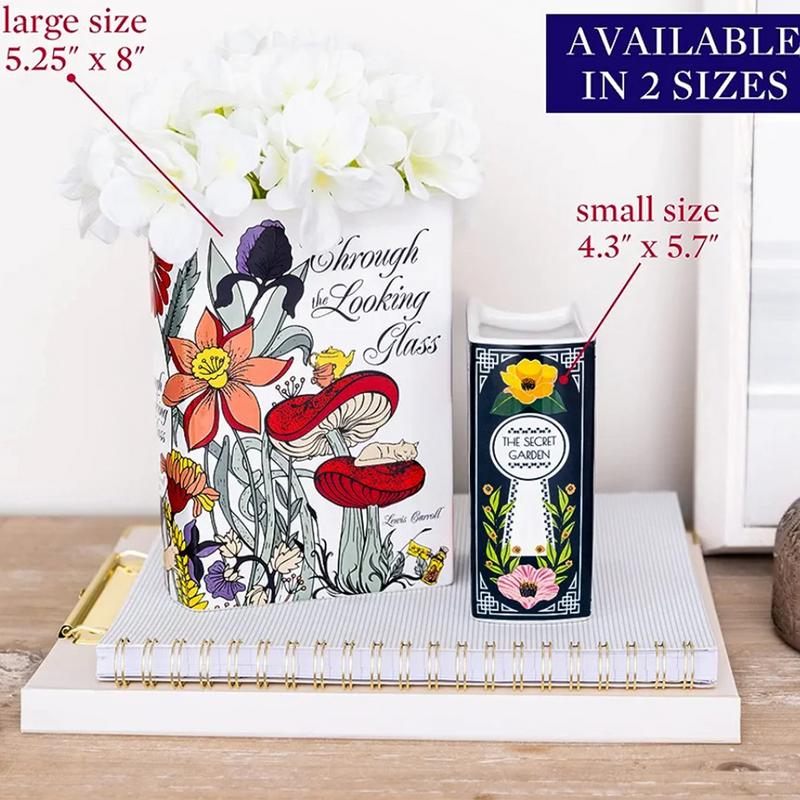 Creative Square Painted Flowers Book Ceramic Vase Flower Arrangement Art Crafts Irregular Table Vase Ornaments Home Decoration