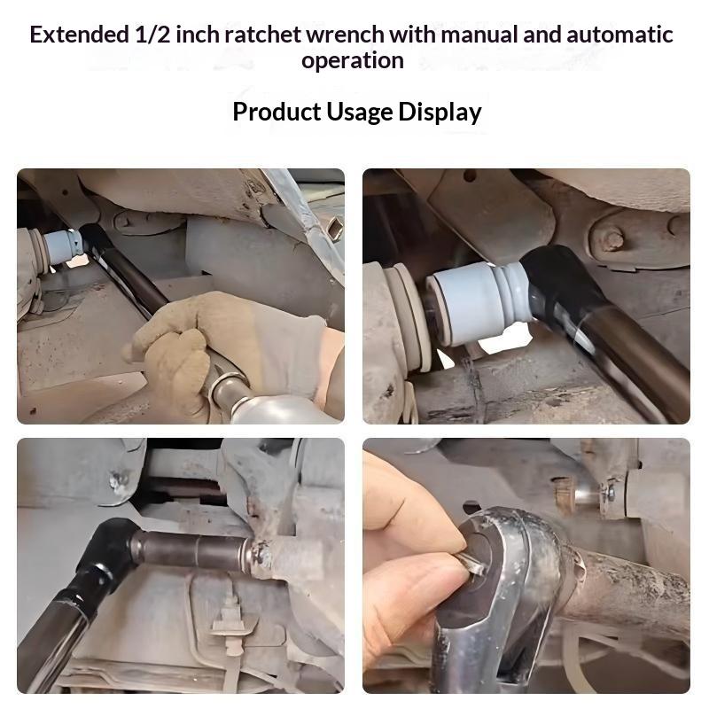 Manual Pneumatic Extended Ratchet Wrench Wide Compatibility Anti-Slip Handle Socket Adapters for Household Maintenance