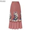 ZANZEA Women Casual Back Elastic Waist Patchwork Floral Skirts