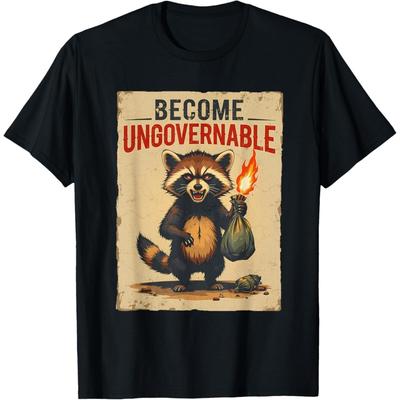 Pertmunsv Vintage Angry Raccoon Become Ungovernable Trash Panda Meme T-Shirt