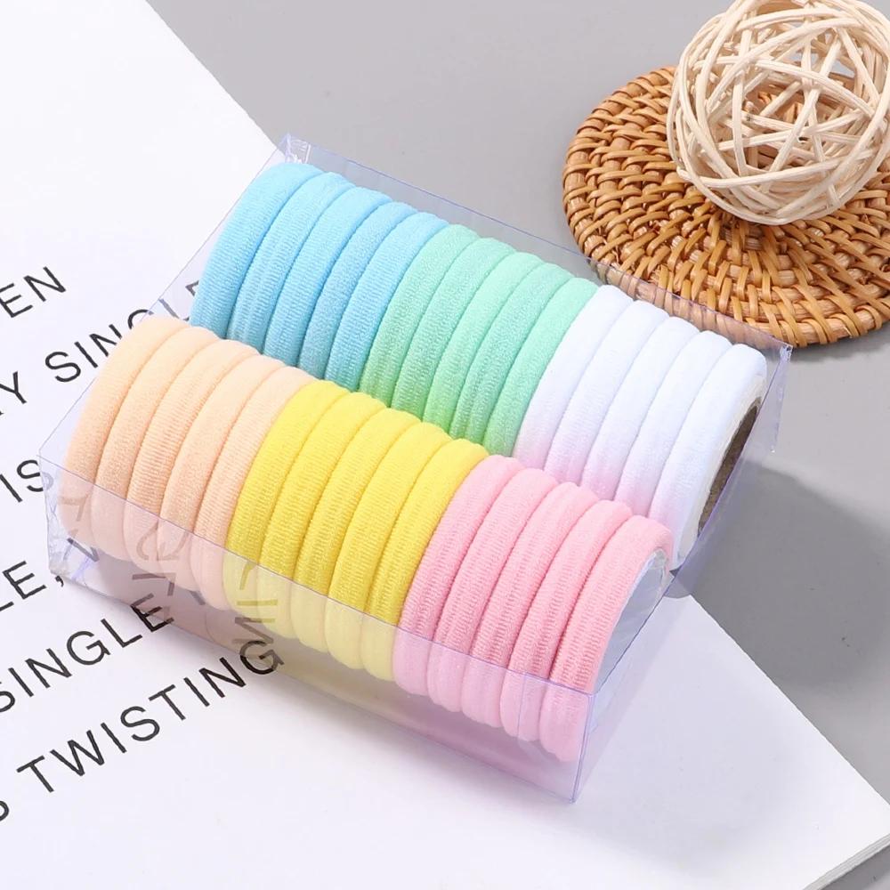 30Pcs/Set Women Elastic Hair Bands Girls Colorful Nylon Rubber Bands Headband Scrunchies Kids Ponytail Holder Hair Accessories