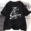 Funny Guitar Player T Shirt Music Lover Cat Owner Rock Lover TShirt Vintage Cat Mom Printed Tshirt Unisex Women Streetwear Tees