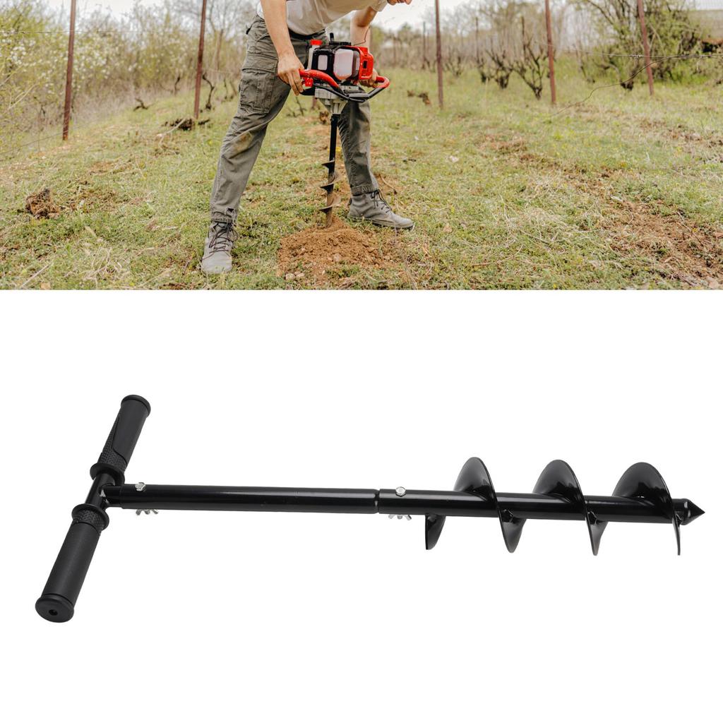 Garden Auger Drill Bit, T Shape Hand Drill Auger Post Hole Digger Steel Spiral Drill Bit with Handle Multifunction Garden Auger Tool Drill Digger Bit