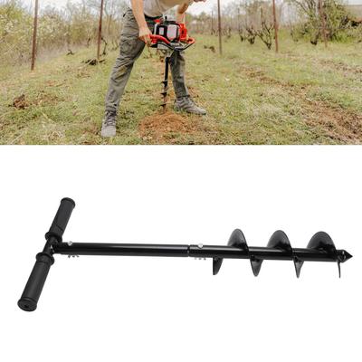 Garden Auger Drill Bit, T Shape Hand Drill Auger Post Hole Digger Steel Spiral Drill Bit with Handle Multifunction Garden Auger Tool Drill Digger Bit