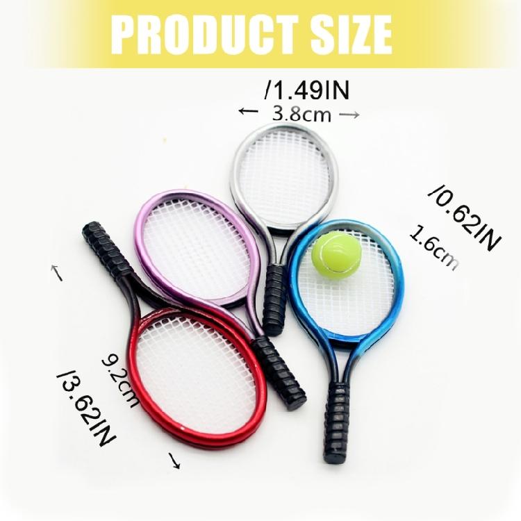 Miniature Tennis Rackets and Ball Sport Gear Furniture Set For Doll House Decoration Creative Craft Project Accessories