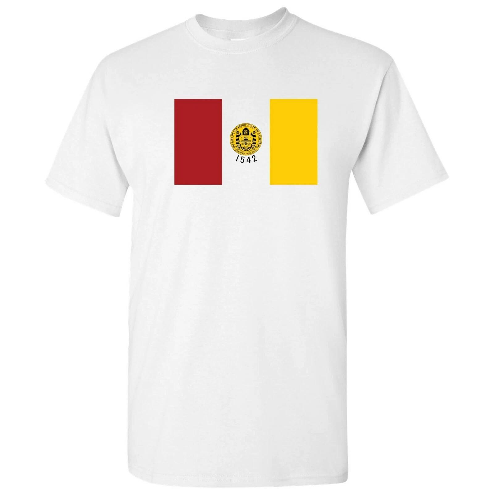 San Diego US City Flag Basic Cotton T-Shirt - White L