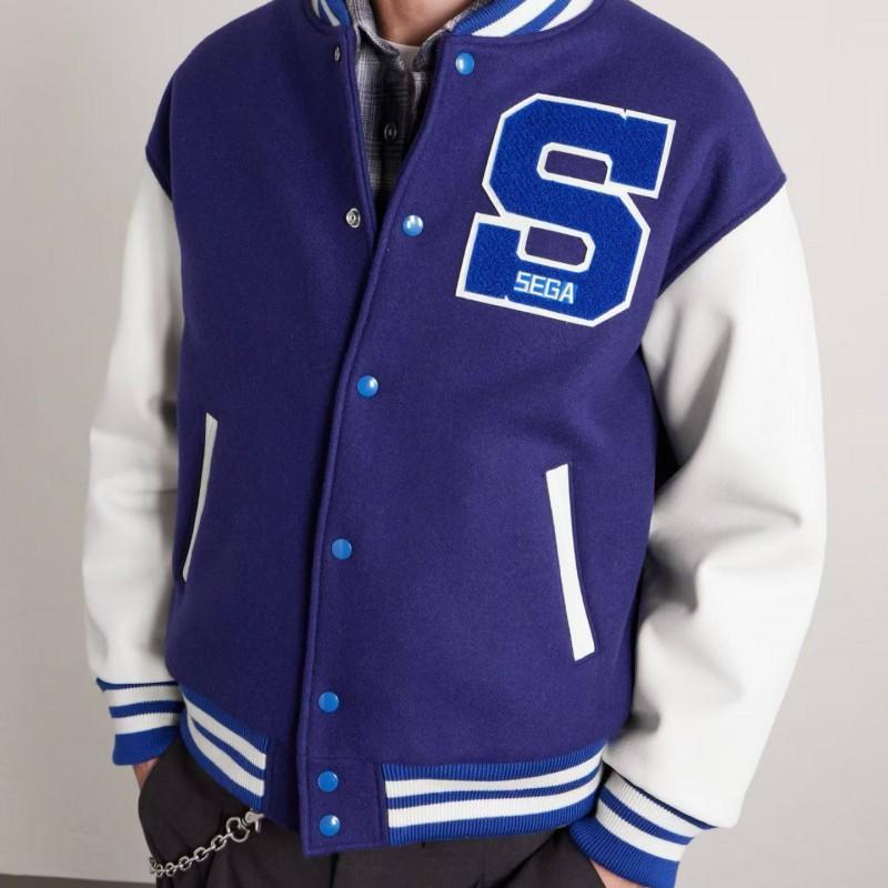 Saint Michael X SEGA Sonic Hedgehog Embroidered Sleeve Baseball Jacket Unisex Oversized Streetwear