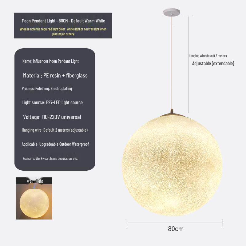 Creative Moon Pendant Lamp for Windows, Restaurants, Bars, and Shops