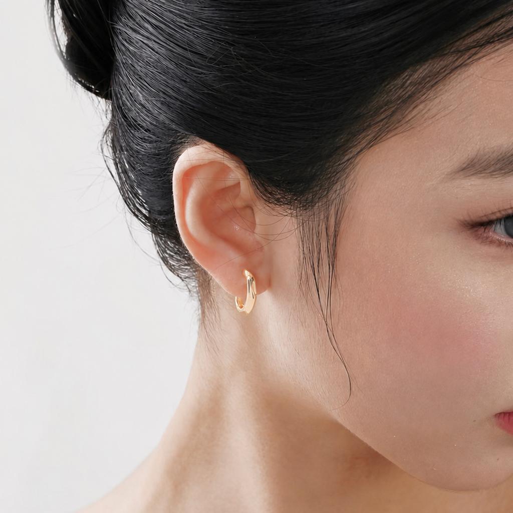 1 Pair Irregular Round Huggie Earrings Minimalist Unique Personal Ear Accessories Suitable for Daily Casual