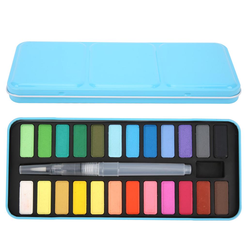 Solid Pigment DIY 24 Different Colors Art Paints with 1 Paint Brush for Students Watercolor Graffiti Painting