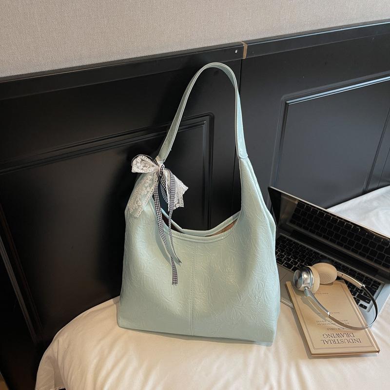 

Women s Casual Commuter Bag: Solid Color, Fashionable Korean-Style Tote with Large Capacity синій