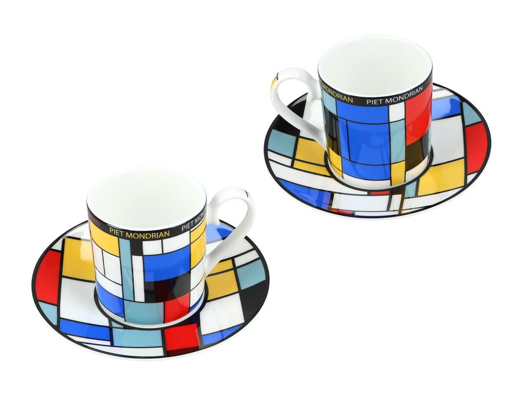 Sada 2 šálků na espresso Piet Mondrian Composition A Umění Domov