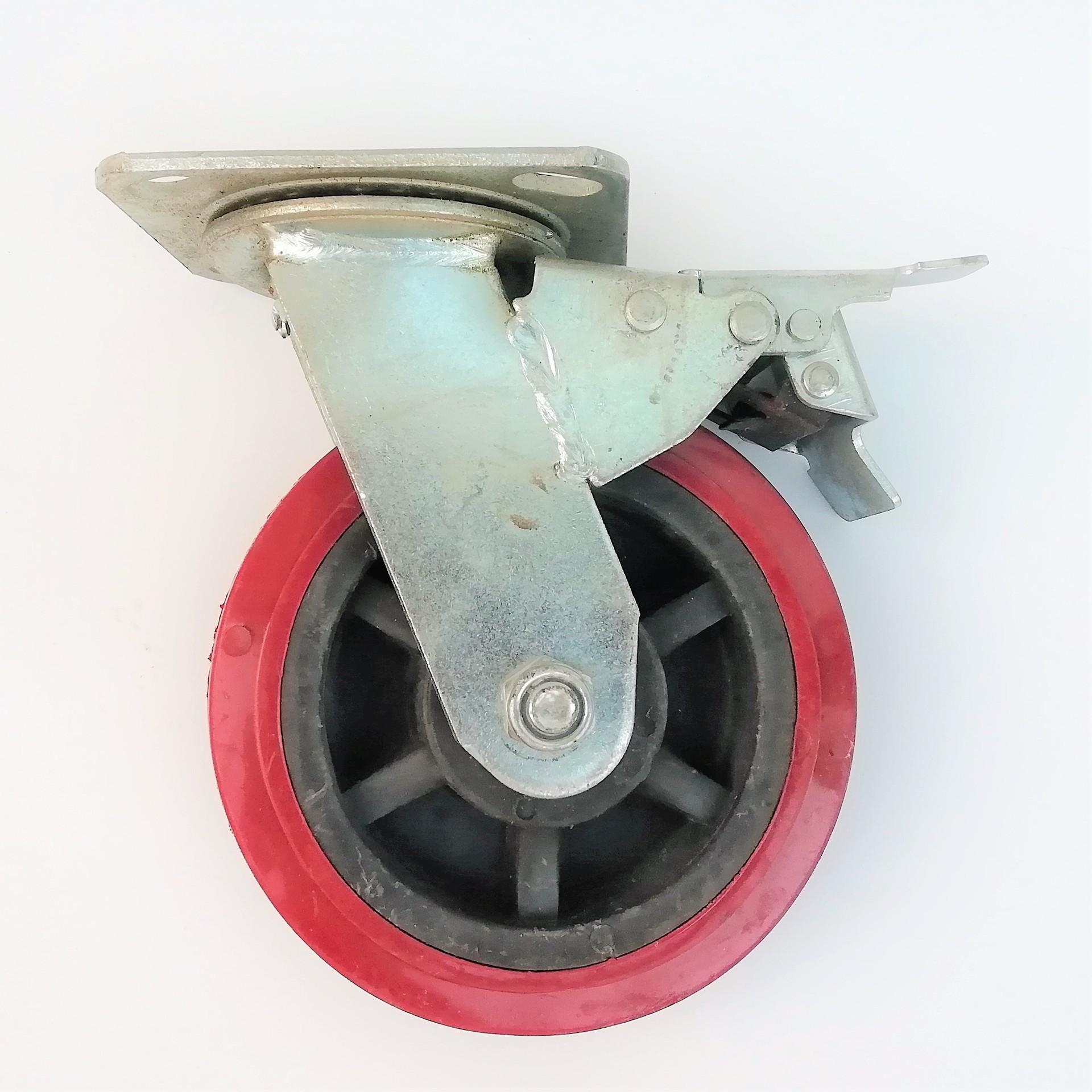 Industrial Heavy Duty Purple Polyurethane Swivel Wheel with Impact-Resistant Core 4-inch Red Polyurethane Wheel Fixed