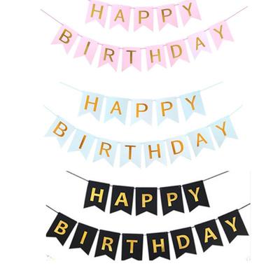 Mermaid Tail Pink Birthday Banner with Hot Stamping Letters and Colorful Flags for Party Decorations