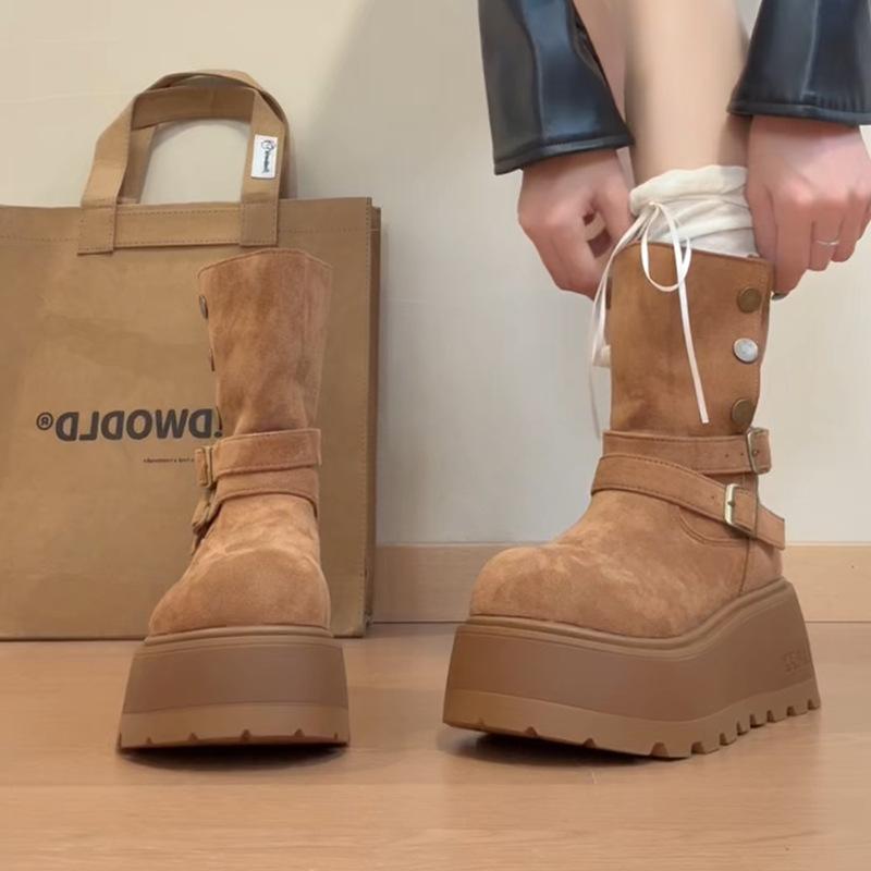 Vintage College Suede Thick-soled Women's Fashion Boots Autumn and Winter Fashion Japanese Skirt Fairy Style Short Boots Tide