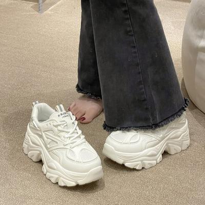 New Summer Black Chunky Casual Sneakers Women New Fashion Platform Sport Shoes Women Women Mesh Leather Platform Shoes