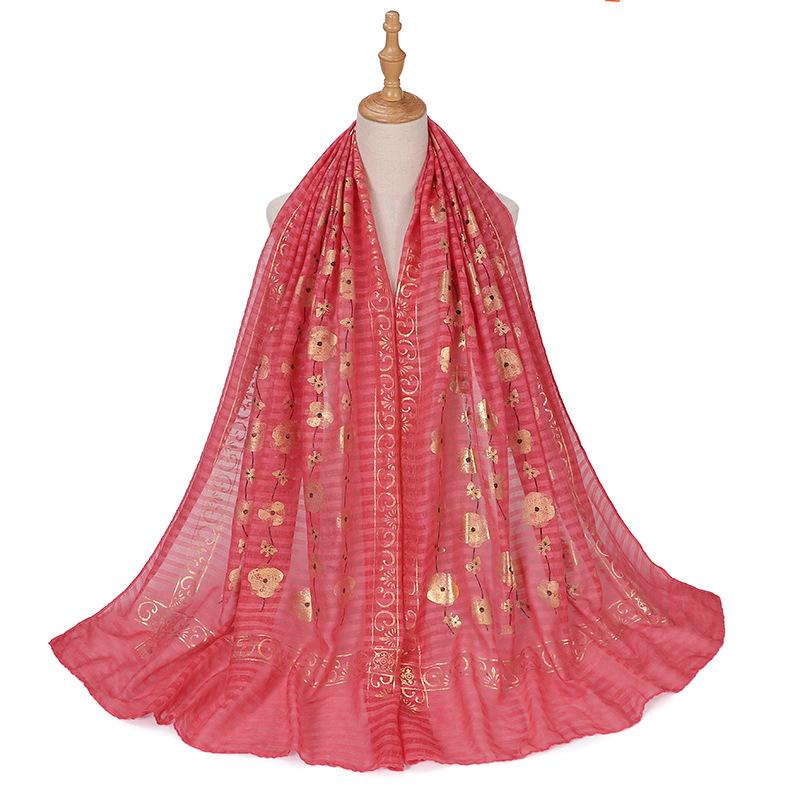 New Printed Gilding Cotton Hijab Scarf Women Luxury Stripe Glitter Scarves Poncho For Women Headband Bandana Shawl Turban Islam