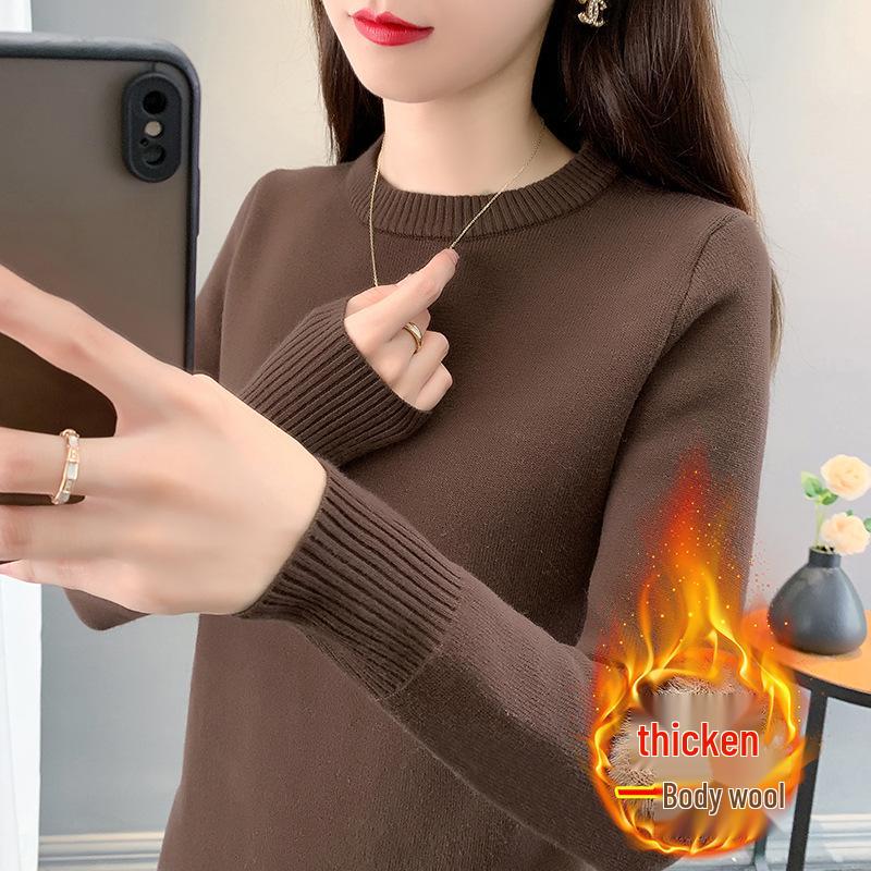 Women's Winter Warm Half-High Collar Knit Base Layer One-Piece Velvet Sweater (2025 Edition)