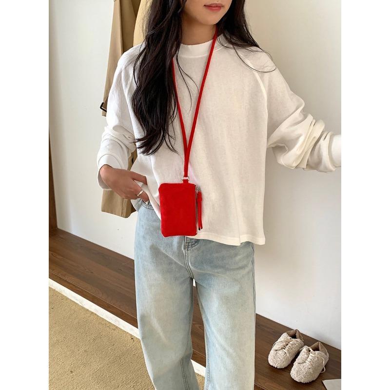Fashion Personality Solid Color Suede Suede Surface Change Autumn Mini Neck Square Bag