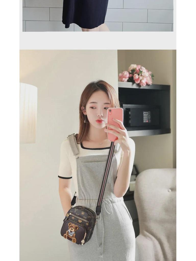 Sac à bandoulière mini mode femme 2022 en cuir souple multicouche - Petit porte-monnaie rond pour téléphone